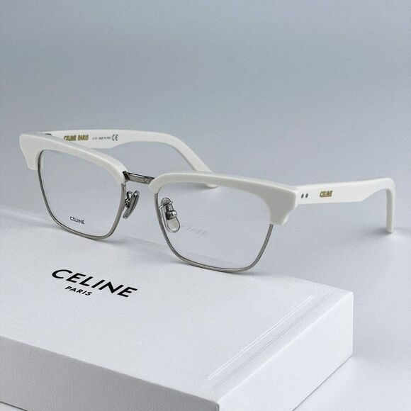 NEW Celine CL50026U 017 Matte Palladium White Geometric Women Eyeglasses main image 6